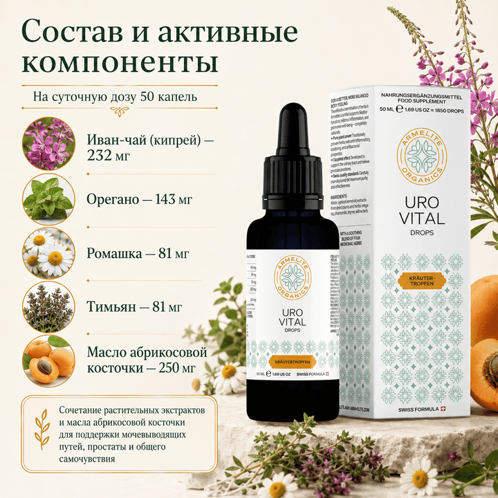 UroVital Kräutertropfen 50 ml Inhaltsstoffe
